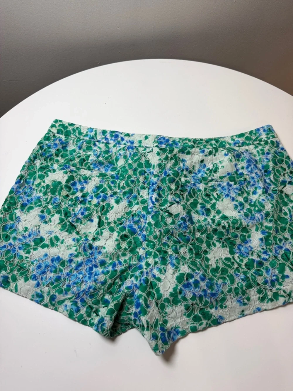 Madewell Blue & Green‎ Floral High-Waist Shorts